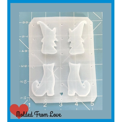 Left and Right Witch Silhouettes and Witch Boots Handmade Flexible Plastic Resin Mold Left and Right Witch Silhouettes and Witch Boots Handmade Flexible Plastic Resin Mold