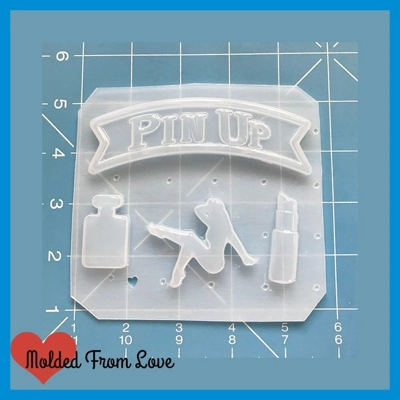 MFL Pin Up Banner Brooch 4 Cavity Handmade Plastic Resin Mold MFL Pin Up Banner Brooch 4 Cavity Handmade Plastic Resin Mold