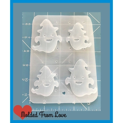 4 Kawaii Witch Ghosts handmade Plastic Mold