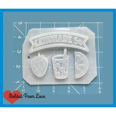 MFL Retro Lemonade Stand Banner Brooch 4 Cavity Handmade Plastic Resin Mold MFL Retro Lemonade Stand Banner Brooch 4 Cavity Handmade Plastic Resin Mold