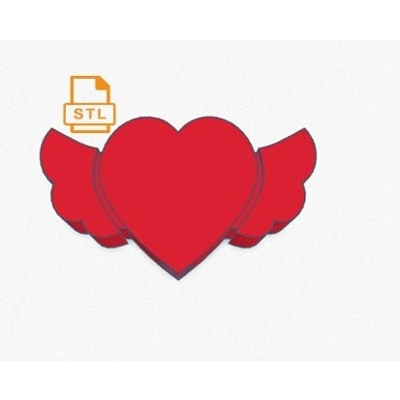 Heart with Wings Straw Topper Buddy STL file For 3D printing Heart with Wings Straw Topper Buddy STL file For 3D printing