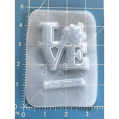 LOVE with PAW Keychain Handmade Flexible Plastic Mold LOVE with PAW Keychain Handmade Flexible Plastic Mold