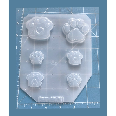 6 Cavity Paw Pallet 3 with Hearts Handmade Flexible Plastic Resin Mold 6 Cavity Paw Pallet 3 with Hearts Handmade Flexible Plastic Resin Mold