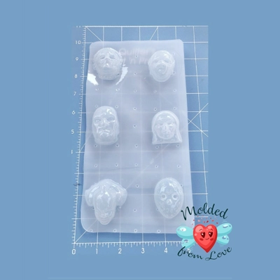 VERSION 2 6 Bite Size Small Horror Movie Character Heads Handmade Resin Mold VERSION 2 6 Bite Size Small Horror Movie Character Heads Handmade Resin Mold