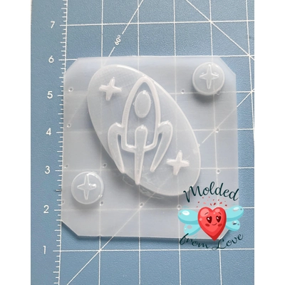 NEW! Mid Century Atomic Rocketship Brooch handmade Plastic Mold NEW! Mid Century Atomic Rocketship Brooch handmade Plastic Mold