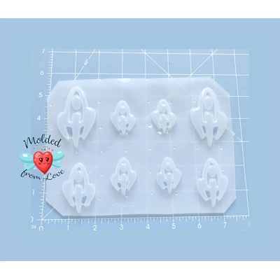 Set of 8 Atomic Era Rocket Ships in Different sizes Handmade Plastic Resin Mold Set of 8 Atomic Era Rocket Ships in Different sizes Handmade Plastic Resin Mold