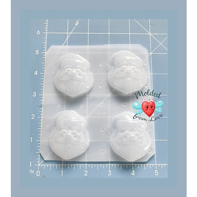 4 Bite Size Small Santa Heads Handmade Plastic Mold 4 Bite Size Small Santa Heads Handmade Plastic Mold