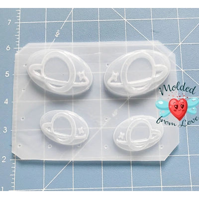 NEW! 4 Mid Century Atomic Saturn Brooches handmade Plastic Mold NEW! 4 Mid Century Atomic Saturn Brooches handmade Plastic Mold