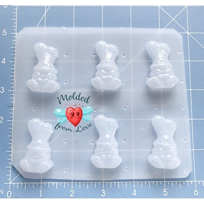 6 Bite Size Small Easter Bunnies Handmade Plastic Mold 6 Bite Size Small Easter Bunnies Handmade Plastic Mold