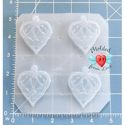 Set of 4 Pastel Goth Creepy Cute Pumpkin Heart Earrings Handmade Plastic Mold