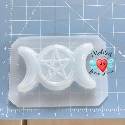 Triple Moon Goddess Pentacle Soap Or Bath Bomb Handmade Plastic Resin Mold Triple Moon Goddess Pentacle Soap Or Bath Bomb Handmade Plastic Resin Mold