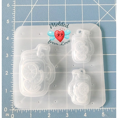 Jar of Lemonade Brooch and Earrings Set  handmade Plastic Mold