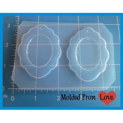 Scalloped Edge 30mm Cabochon Settings Resin Mold Scalloped Edge 30mm Cabochon Settings Resin Mold