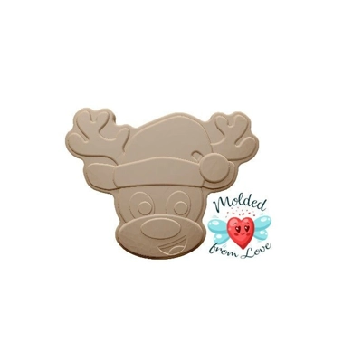 Reindeer Cutie With Santa Hat Soap Or Bath Bomb Handmade Plastic Resin Mold Reindeer Cutie With Santa Hat Soap Or Bath Bomb Handmade Plastic Resin Mold