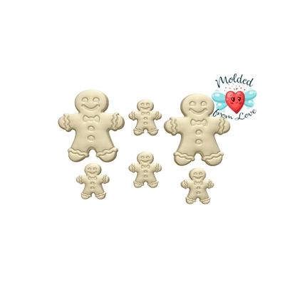 Set of 6 small Gingerbread Cookies Handmade Plastic Mold