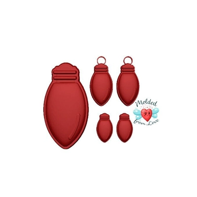 Christmas Light Bulb Brooches and Earrings Set Handmade Plastic Mold Christmas Light Bulb Brooches and Earrings Set Handmade Plastic Mold