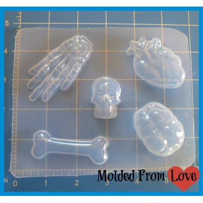 Spare Parts 5 Cavity Handmade Flexible Plastic Resin Mold Spare Parts 5 Cavity Handmade Flexible Plastic Resin Mold
