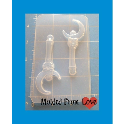 Anime Sailor Girl Inspired 2 Crescent Moon Septors Flexible Plastic Handmade Resin Mold- Anime Sailor Girl Inspired 2 Crescent Moon Septors Flexible Plastic Handmade Resin Mold-