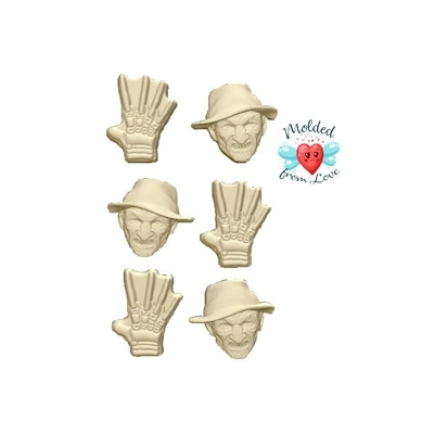 Nightmare Fred and Glove Bite Size Pallet of 6 Handmade Plastic Mold Nightmare Fred and Glove Bite Size Pallet of 6 Handmade Plastic Mold