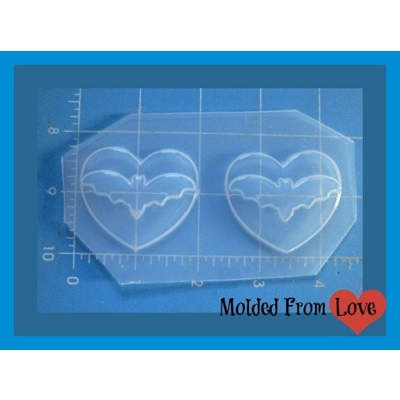 2 layered Bat Hearts  Handmade Flexible Plastic UV Resin Mold