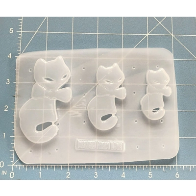 3 Retro Swanky Kitty Cats Handmade Plastic Mold 3 Retro Swanky Kitty Cats Handmade Plastic Mold