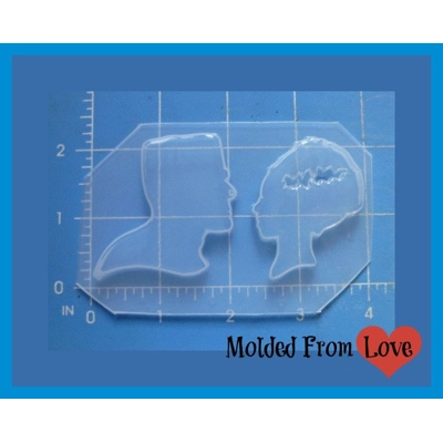 Frankenstein and Bride Silhouettes Handmade Flexible Plastic Resin Mold Frankenstein and Bride Silhouettes Handmade Flexible Plastic Resin Mold