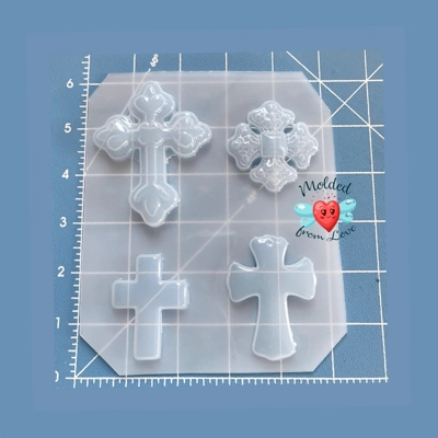 4 Cavity Cross Handmade Plastic Resin Mold 4 Cavity Cross Handmade Plastic Resin Mold