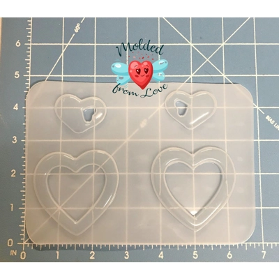 2 Open heart Hoops with Small open heart shapes Plastic Handmade Resin Mold 2 Open heart Hoops with Small open heart shapes Plastic Handmade Resin Mold