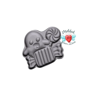 Kawaii Ghost and Candy Handmade Plastic mold, soap mold, bathbomb, bathbomb mold, chocolate mold, pl Kawaii Ghost and Candy Handmade Plastic mold, soap mold, bathbomb, bathbomb mold, chocolate mold, pl