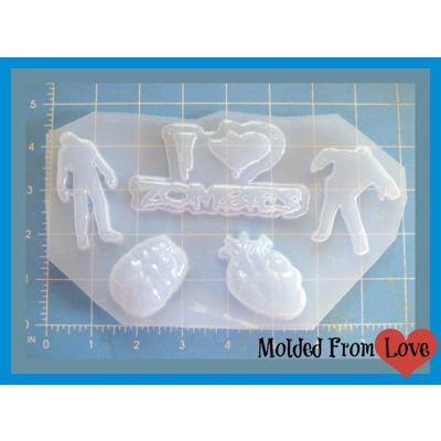 I Love Zombies Mold Pallette Handmade Plastic Resin Mold I Love Zombies Mold Pallette Handmade Plastic Resin Mold