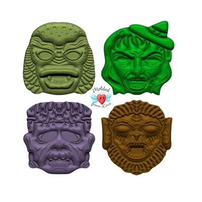 Retro Vintage Halloween Masks Soap Or Bath Bomb Handmade Plastic Resin Mold Retro Vintage Halloween Masks Soap Or Bath Bomb Handmade Plastic Resin Mold