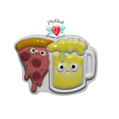 Kawaii Pizza and Beer BFF Soap Or Bath Bomb Handmade Plastic Mold,bathbomb, Chocolate mold, Plaster Kawaii Pizza and Beer BFF Soap Or Bath Bomb Handmade Plastic Mold,bathbomb, Chocolate mold, Plaster