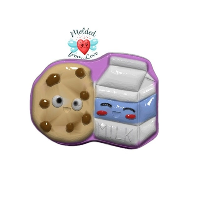 Kawaii Cookie And Milk BFF Soap Or Bath Bomb Handmade Plastic Mold,bathbomb, Chocolate mold, Plaste Kawaii Cookie And Milk BFF Soap Or Bath Bomb Handmade Plastic Mold,bathbomb, Chocolate mold, Plaste