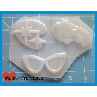 MFL Exclusive 50's Rockabilly 3 Cavity handmade Plastic Mold MFL Exclusive 50's Rockabilly 3 Cavity handmade Plastic Mold