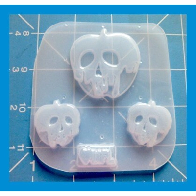 Small Poison Apple and 2 1" apples Handmade Plastic Resin Mold Small Poison Apple and 2 1" apples Handmade Plastic Resin Mold