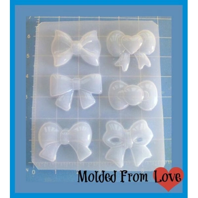 Pallet of 6 Different big Glam/ Kawaii Bows Handmade Flexible Plastic Resin Mold Pallet of 6 Different big Glam/ Kawaii Bows Handmade Flexible Plastic Resin Mold