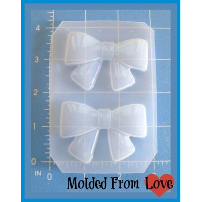 2 flat tied center Bows Handmade Flexible Plastic Resin Mold 2 flat tied center Bows Handmade Flexible Plastic Resin Mold