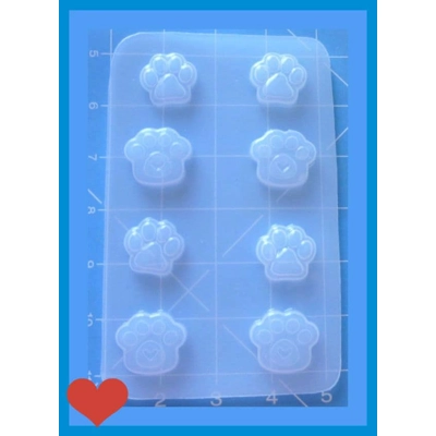 Pallet of 8 Small Paw Prints 4 with hearts Handmade Flexible Plastic Resin Mold Pallet of 8 Small Paw Prints 4 with hearts Handmade Flexible Plastic Resin Mold