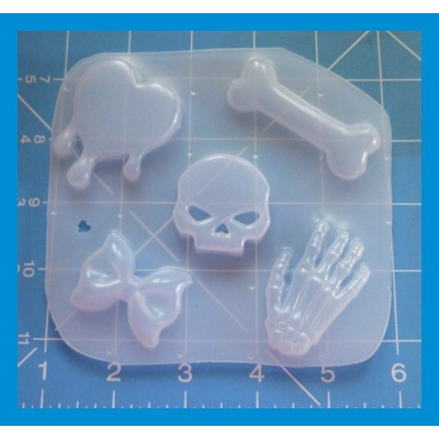 Creepy Cute Pallet Drip Heart-Skull-Hand-Bow-Bone-Handamde Flexible Resin Mold Creepy Cute Pallet Drip Heart-Skull-Hand-Bow-Bone-Handamde Flexible Resin Mold