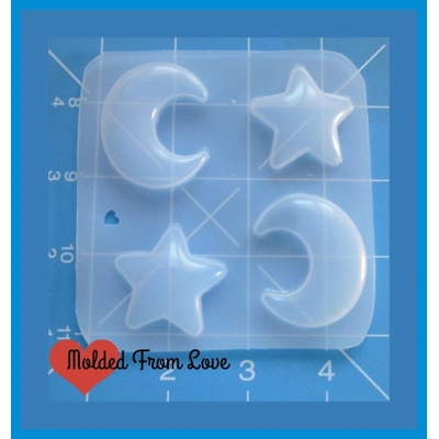 4 Kawaii Puffy Crescent Moons And 2 Puffy Stars Handmade Plastic Resin Mold 4 Kawaii Puffy Crescent Moons And 2 Puffy Stars Handmade Plastic Resin Mold