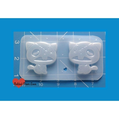 2 Kawaii Zombie Kitties Handmade Plastic Resin Mold 2 Kawaii Zombie Kitties Handmade Plastic Resin Mold
