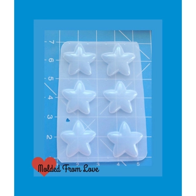 Set of 6 Large Puffy Round Edge Stars Flexible Plastic Handmade Resin Mold Set of 6 Large Puffy Round Edge Stars Flexible Plastic Handmade Resin Mold