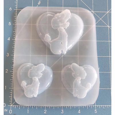 Retro Poodle on Heart Brooch and 2 small Handmade Plastic Mold