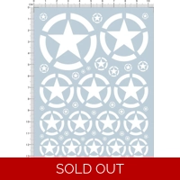 WWII US Star Decals sheet