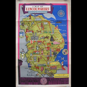 Original Railway Poster A Map of Lincolnshire Produced By British Railways Designed By M Sims Of Maps And Guides Ltd