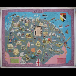 Original Railway Poster A Map Of Norfolk Published By British Railways Pictorial