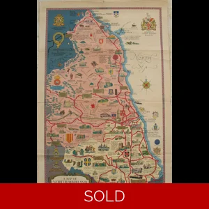 Original Railway Poster A Map Of Northumberland And Durham Produced By British Railways By Lance Cattermole