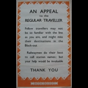 Original Wartime Railway Poster An Appeal To The Regular Traveller In The BlackOut