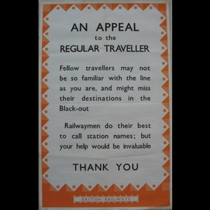 Original Wartime Railway Poster An Appeal To The Regular Traveller In The BlackOut
