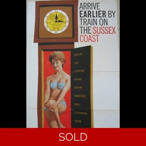 Original Railway Poster Arrive Earlier By Train On The Sussex Coast By Kenneth Bromfield And Joseph Mckeown